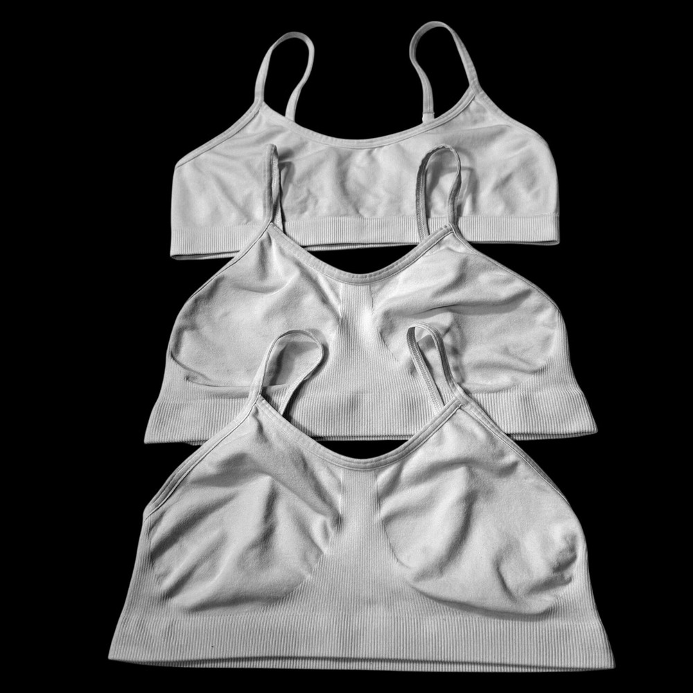 Nordstrom Girls Seamless‎ Bralette Set of 3 White Medium/Large